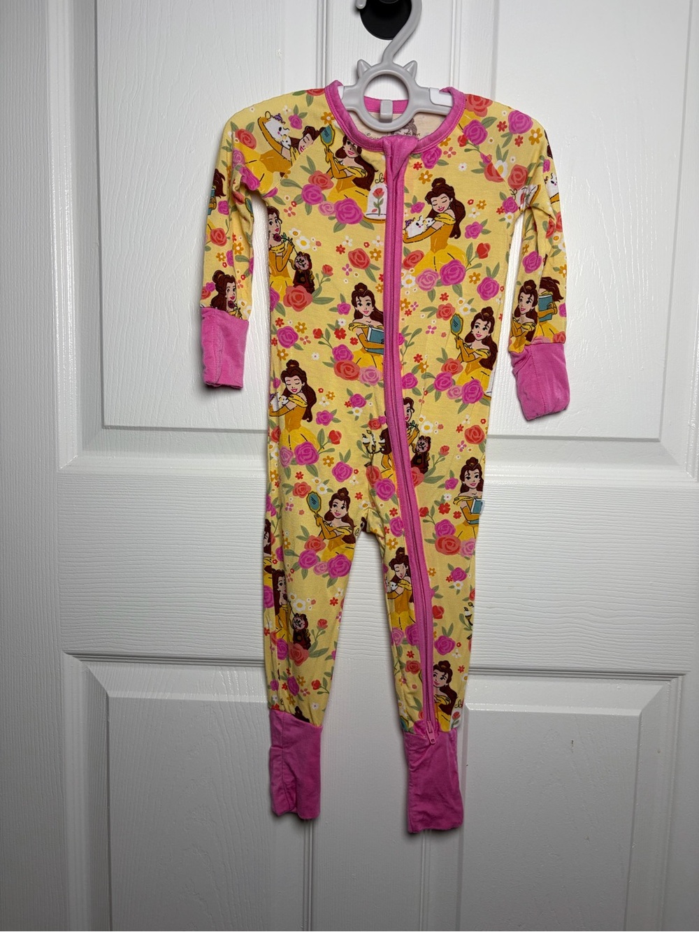 Little Sleepies Yellow & Pink Belle Print Footed One-Piece